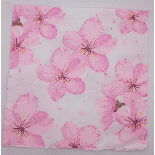 SERVIETTES WHITE & PINK FLOWER 20'S SERVIETTES WHITE & PINK FLOWER 20'S